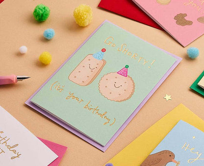 Go Shorty Biscuits Gold Foiled Birthday Card