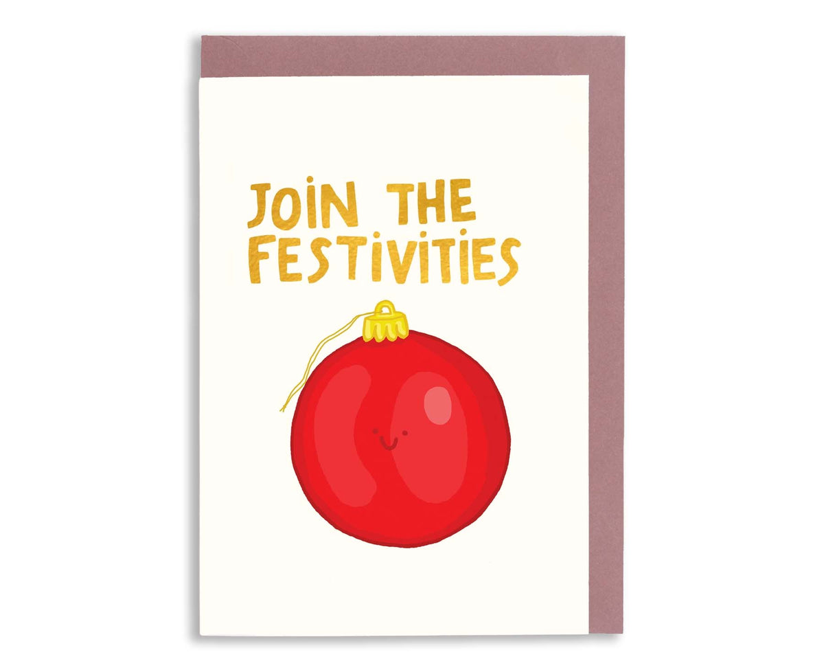 Join the Festivities Bauble Foiled Christmas Card