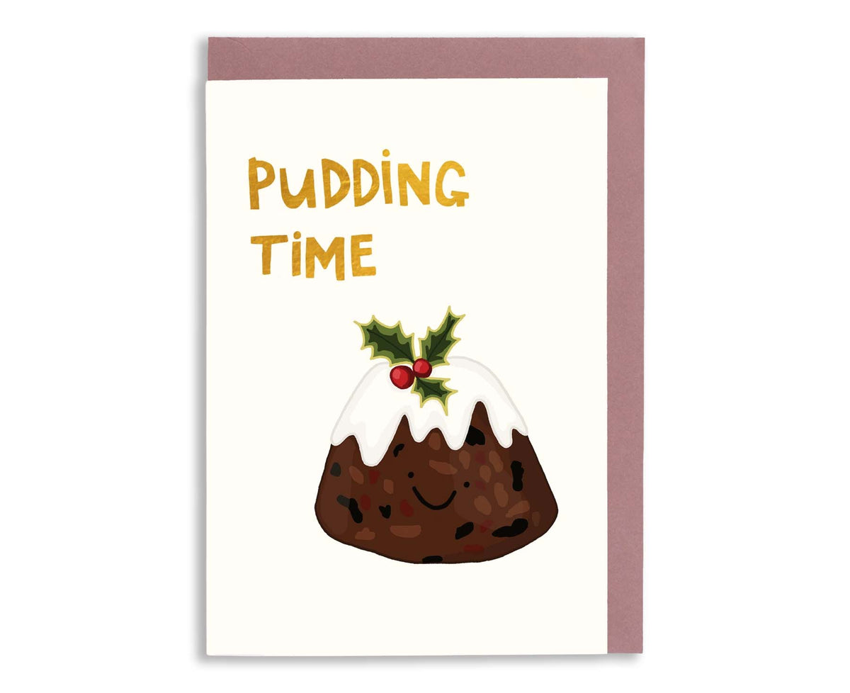 Pudding Time Christmas Pudding Foiled Christmas Card