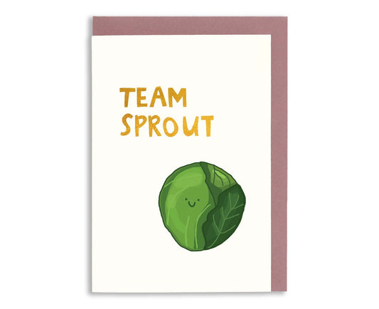 Team Sprout Brussel Sprout Foiled Christmas Card