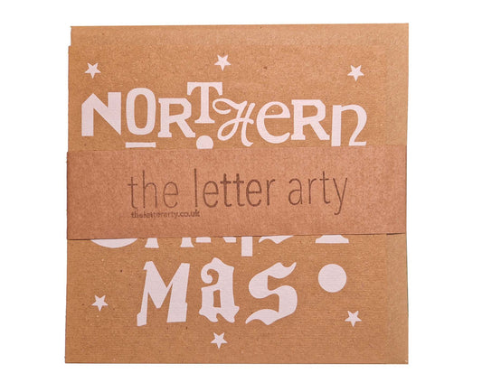 Pack of 6 Northern Letters Christmas Cards Kraft