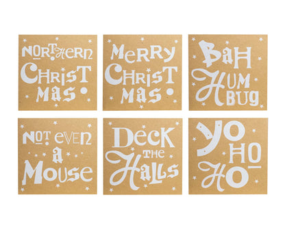 Pack of 6 Northern Letters Christmas Cards Kraft