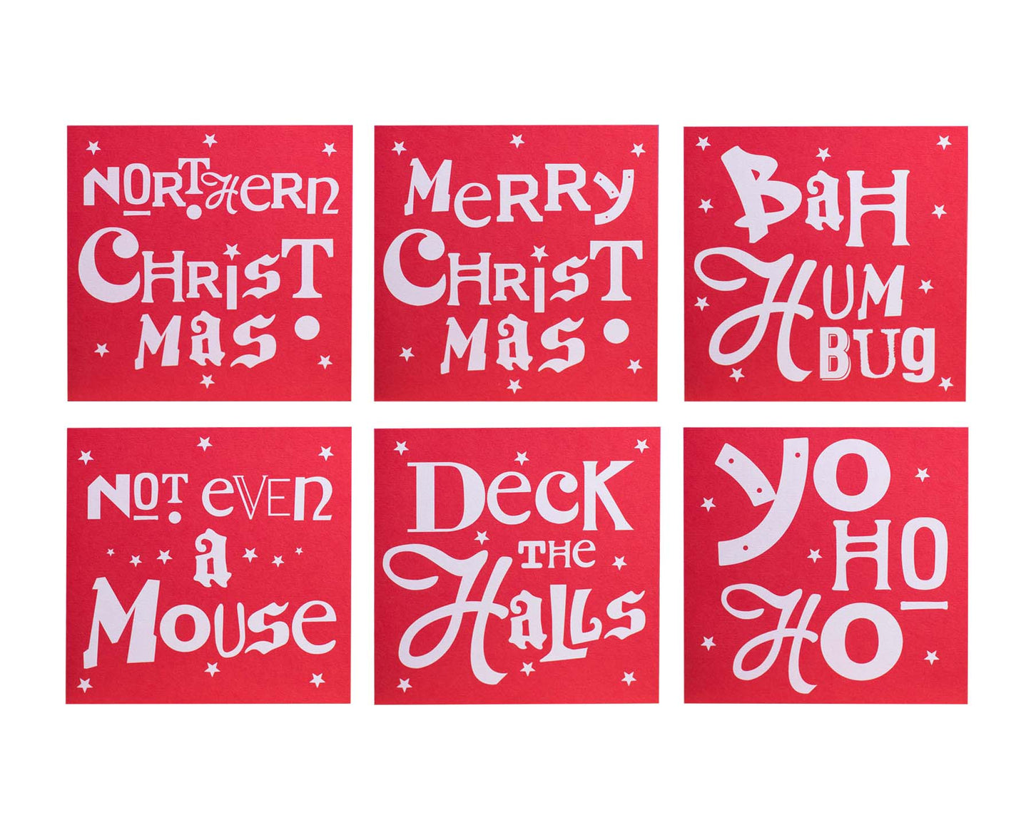 Pack of 6 Northern Letters Christmas Cards Red