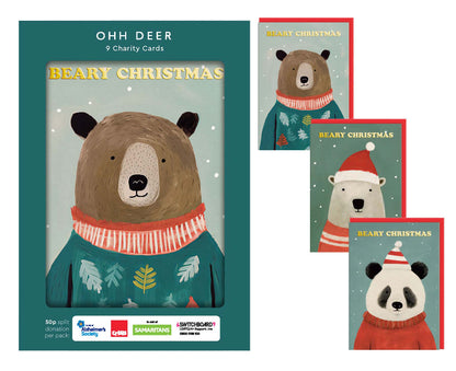 Pack of 9 Festive Bears Beary Christmas Charity Christmas Cards