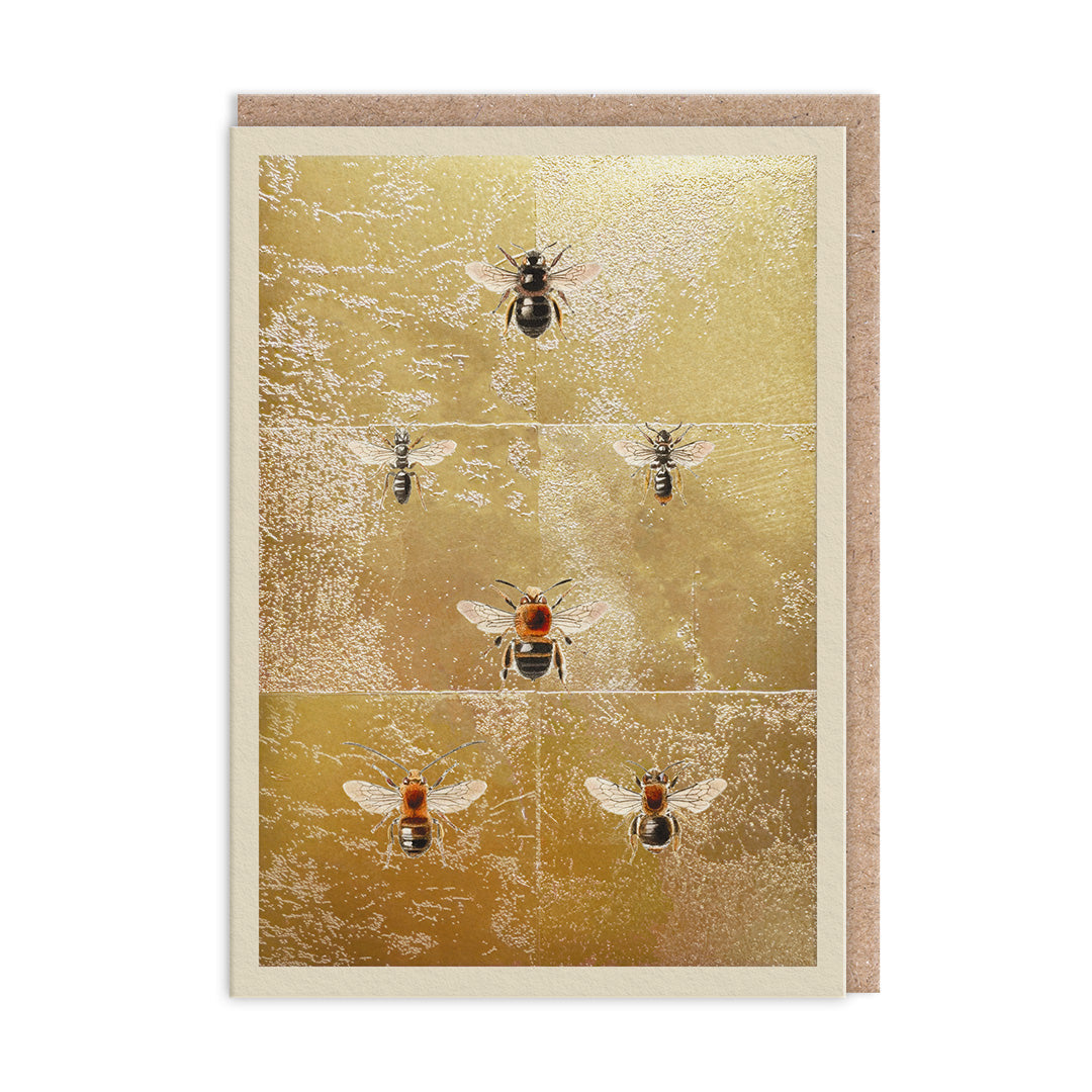 Bees Gold Foiled Art Card