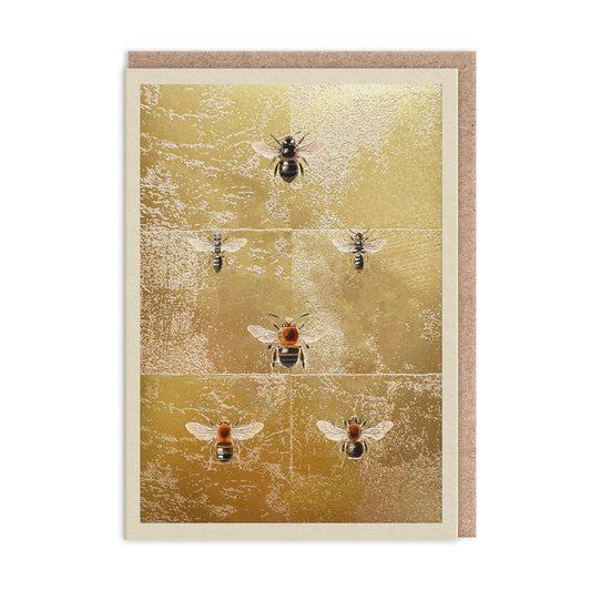 Bees Gold Foiled Art Card