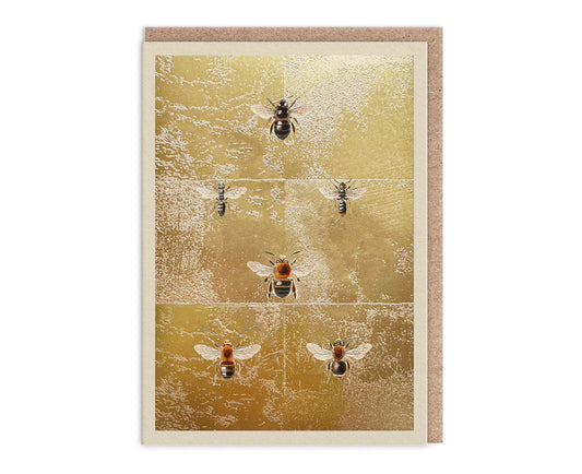Bees Gold Foiled Art Card