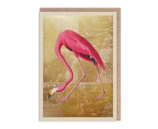 Pink Flamingo Gold Foiled Art Card