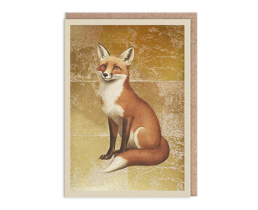 Red Fox Gold Foiled Art Card