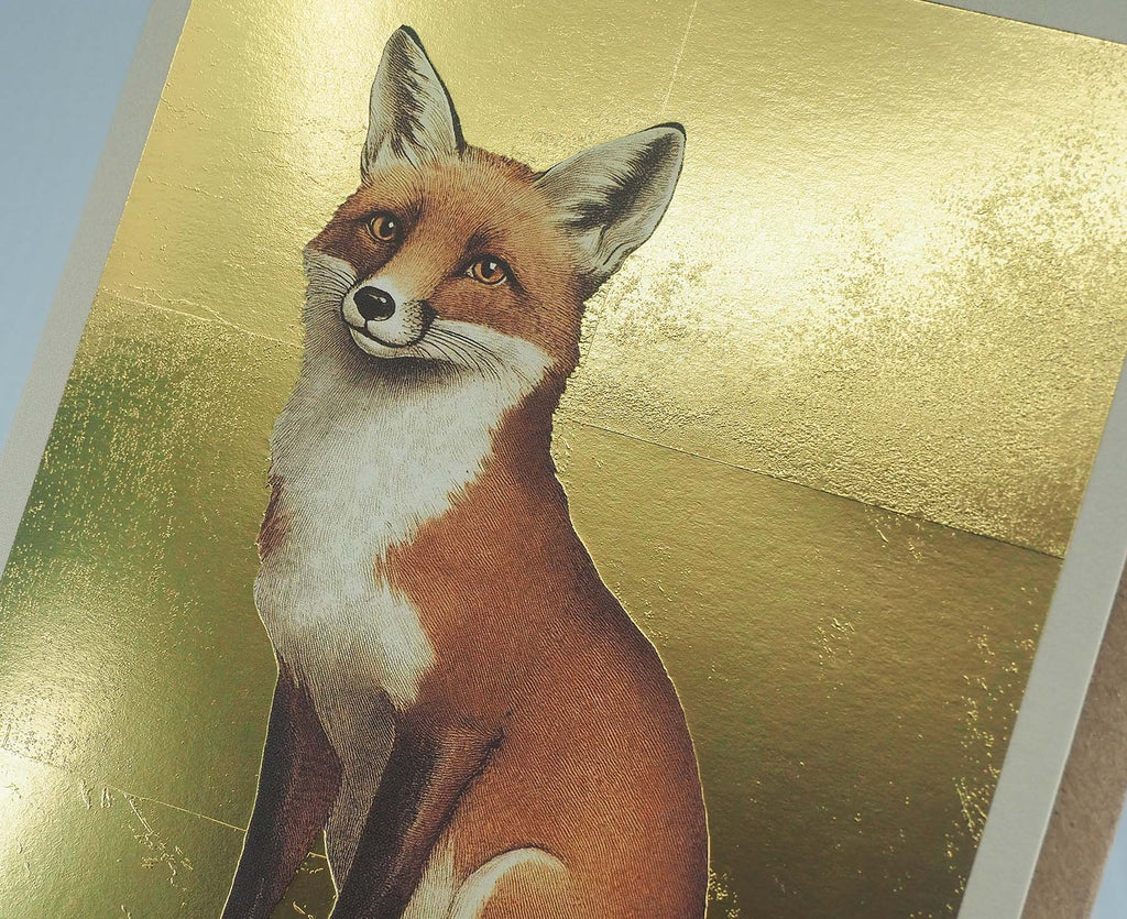 Red Fox Gold Foiled Art Card