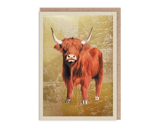 Highland Cow Gold Foiled Art Card