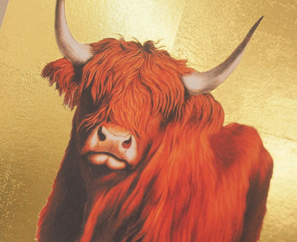 Highland Cow Gold Foiled Art Card
