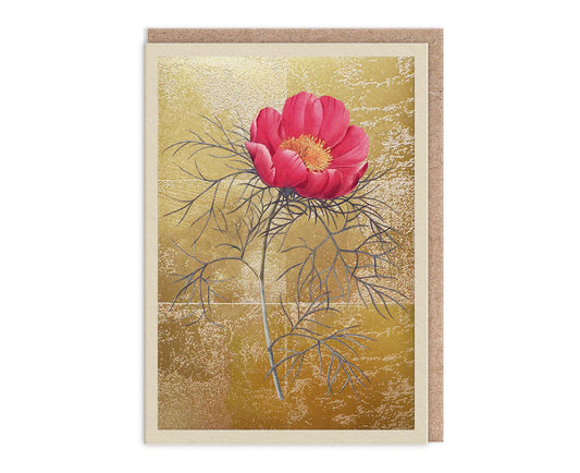 Pink Peony Gold Foiled Art Card
