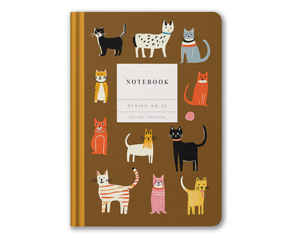 Feline Friends Cats A5 Hardback Lined Notebook