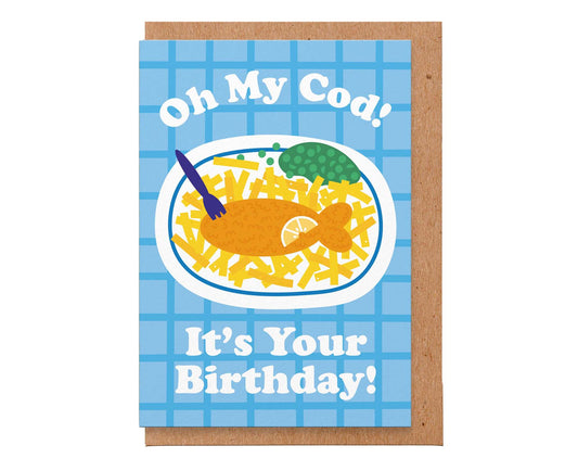 Oh My Cod Fish n Chips  Birthday Card