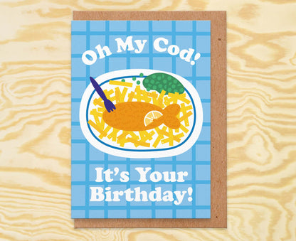 Oh My Cod Fish n Chips  Birthday Card