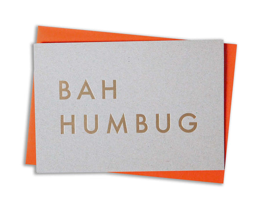 Bah Humbug Brass Foil Blocked Christmas Card