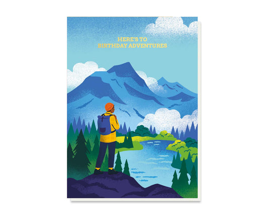 Birthday Adventures Hiker Gold Foiled Birthday Card