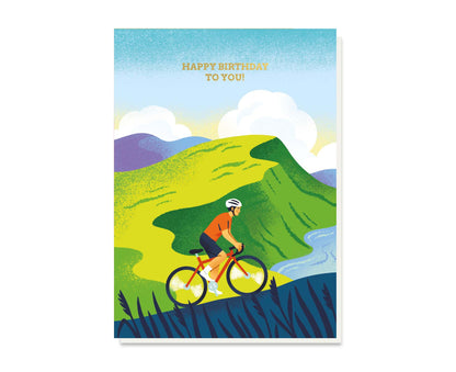 Happy Birthday To You Cyclist Gold Foiled Birthday Card