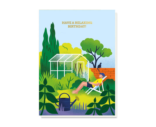 Relaxing Birthday Gardener Gold Foiled Birthday Card