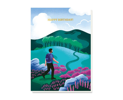 Happy Birthday Hiker Gold Foiled Birthday Card