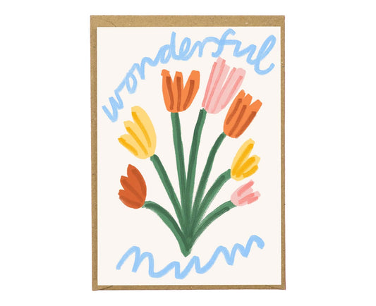 Wonderful Mum Flowers Illustrated Mother's Day Card