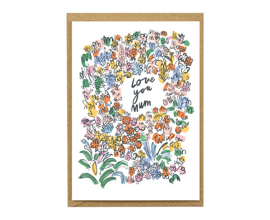 Love You Mum Floral Illustrated Mother's Day Card