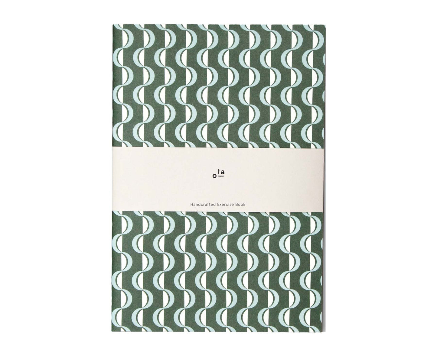 Exercise Book Forest Green & Blue Wave Print- plain pages