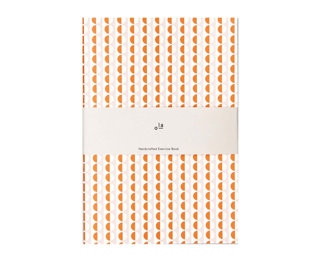 Exercise Book Orange & Pink Sophie Print- plain pages