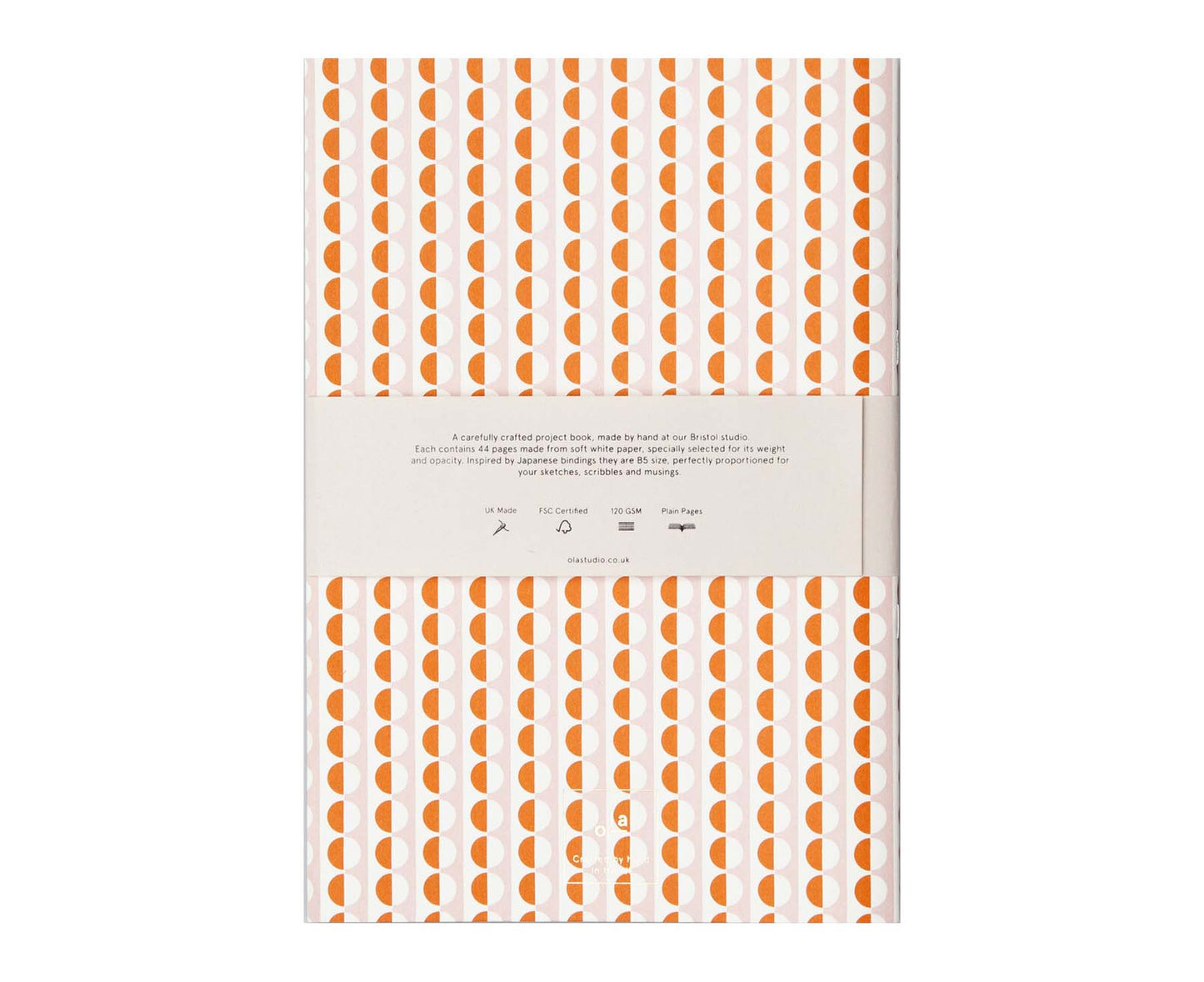 Exercise Book Orange & Pink Sophie Print- plain pages