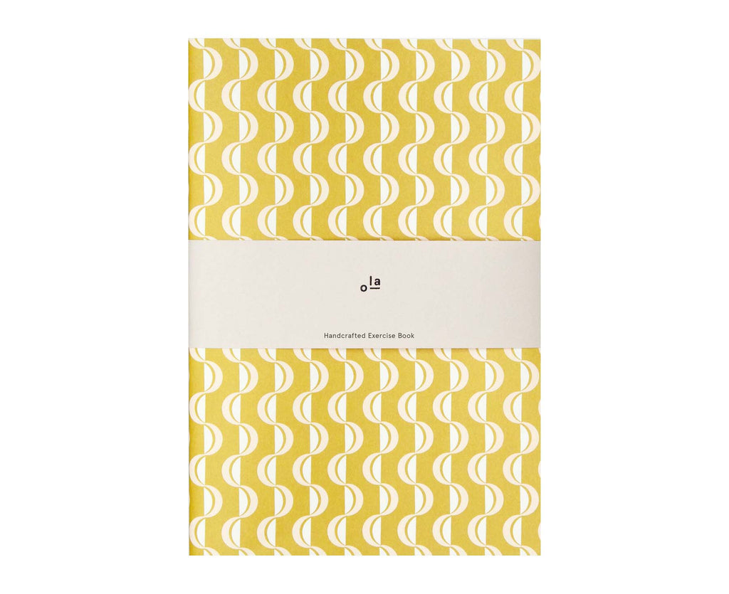 Exercise Book Chartreuse Green & Yellow Wave Print- plain pages