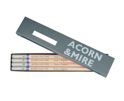 Four Acorn & Mire Pencils in Flint Box