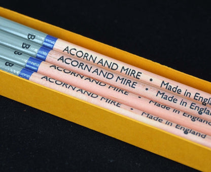 Four Acorn & Mire Pencils in Gorse Yellow Box