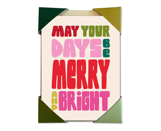 Pack of 6 May Your Days Be Merry and Bright Mini Christmas cards