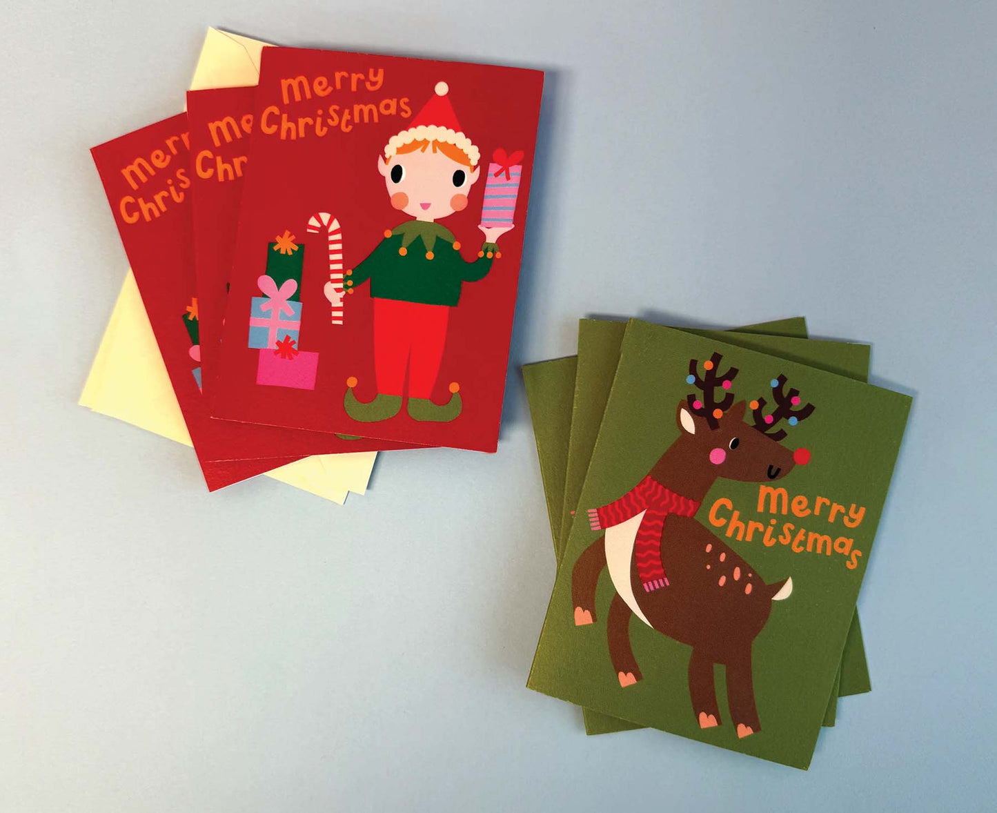 Pack of 6 Reindeer & Elf Mini Kids Christmas cards