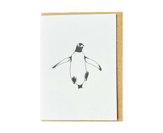 Jumping Gentoo Penguin Mini Letterpress Christmas card