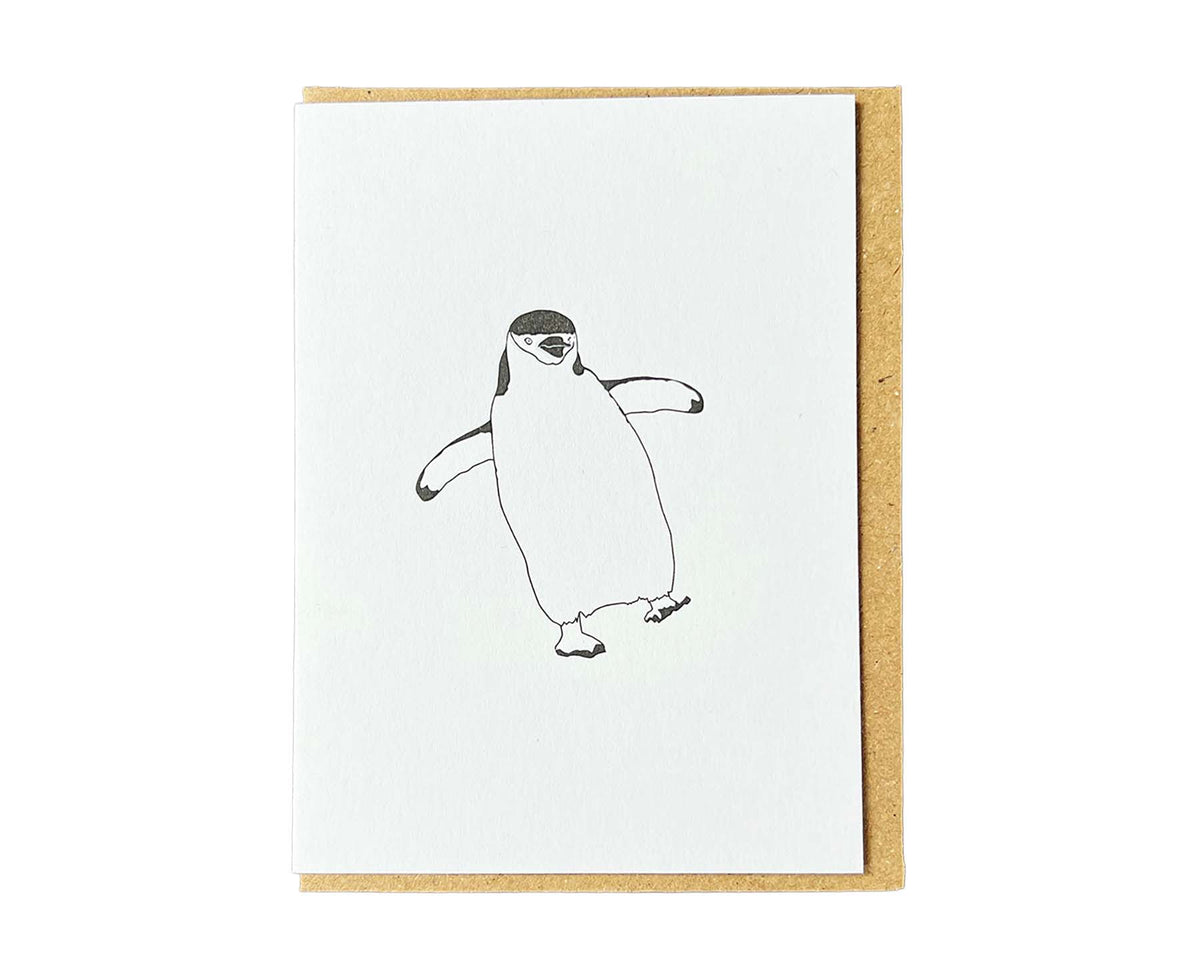 Chinstrap Penguin Mini Letterpress Christmas card