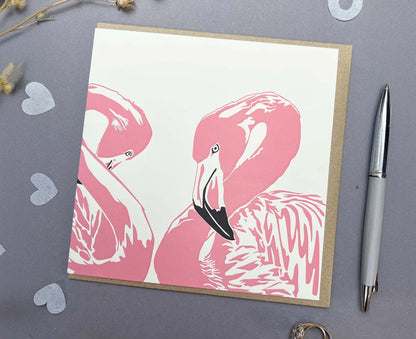 Flamingo Love Letterpress card