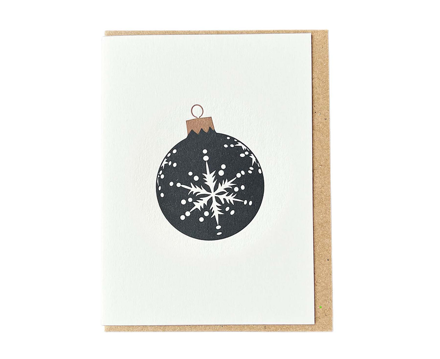Black Snowflake Bauble Mini Letterpress Christmas card