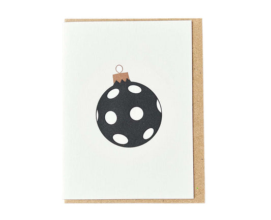 Black & White Spots Bauble Mini Letterpress Christmas card