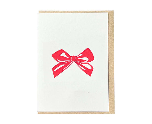 Red Bow Mini Letterpress Christmas card