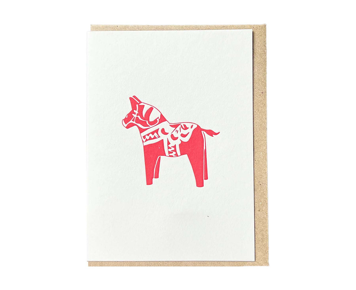 Dala Horse Mini Letterpress Christmas card