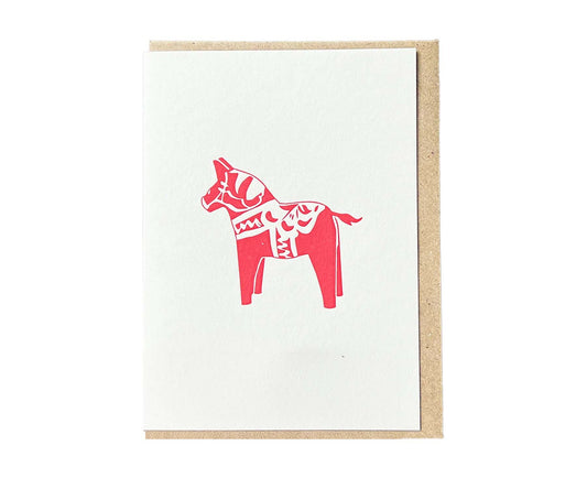Dala Horse Mini Letterpress Christmas card