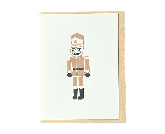 Gold Nutcracker Soldier Mini Letterpress Christmas card