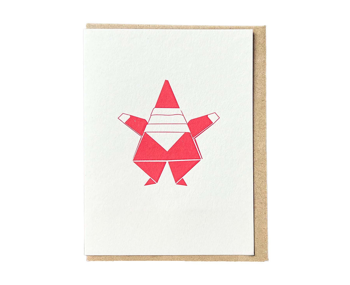 Origami Santa Mini Letterpress Christmas card