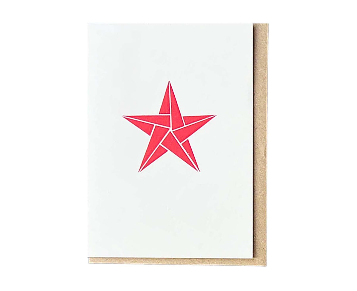 Red Star Mini Letterpress Christmas card