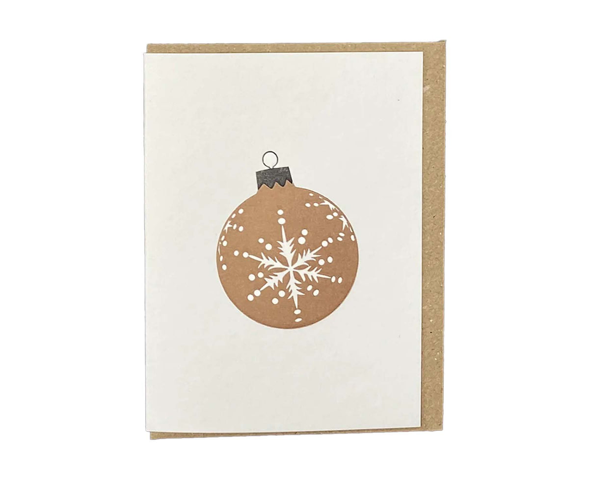 Gold Snowflake Bauble Mini Letterpress Christmas card