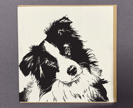 Border Collie Dog Letterpress card