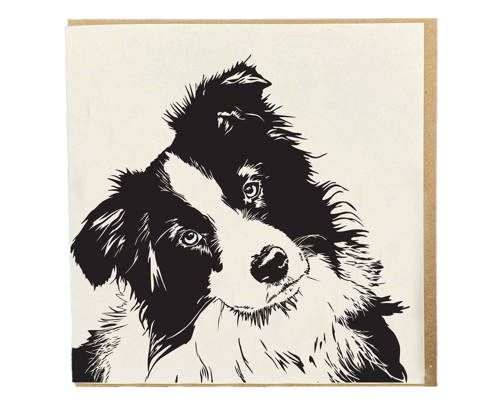 Border Collie Dog Letterpress card