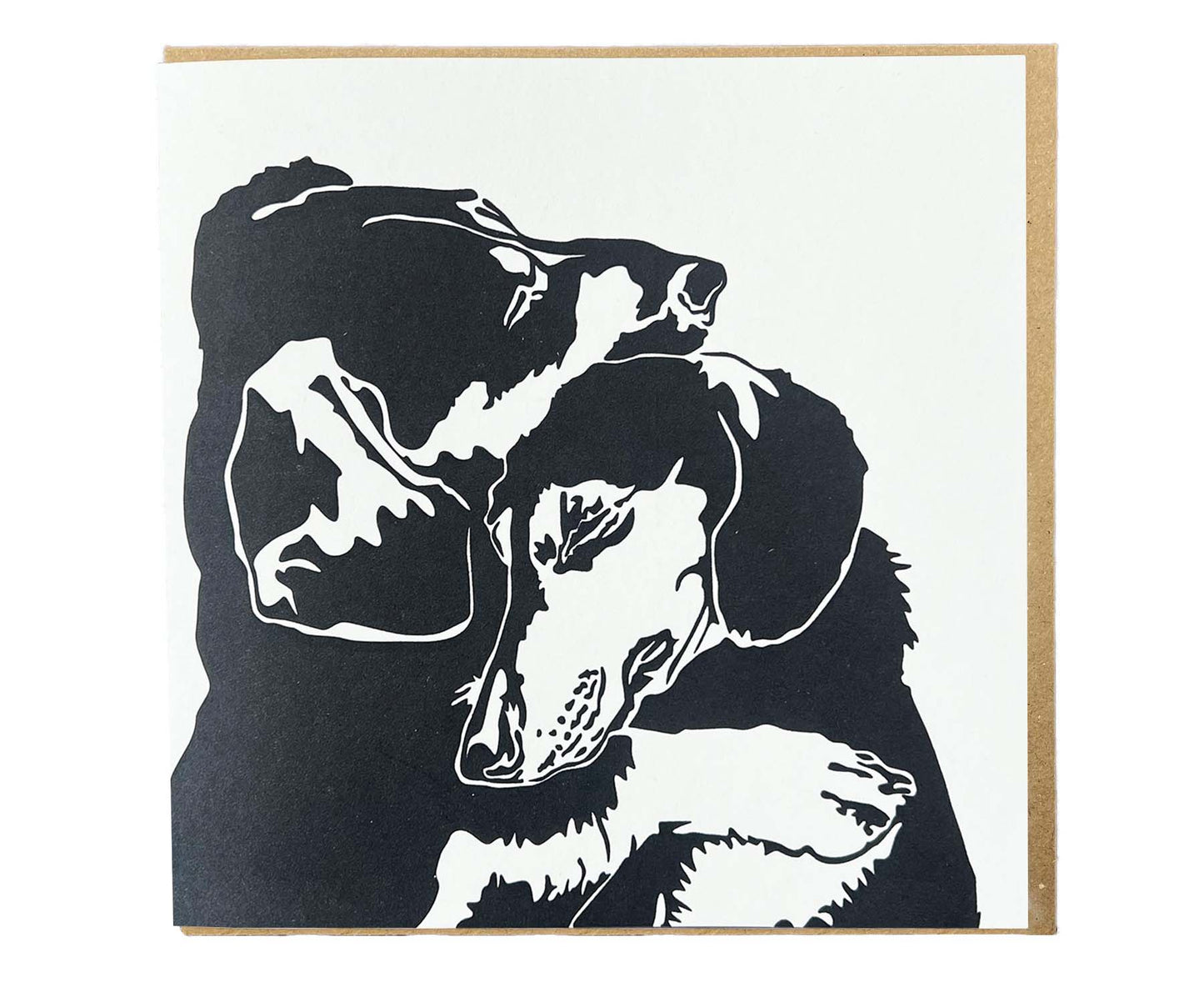 Cuddling Dachshunds Letterpress card